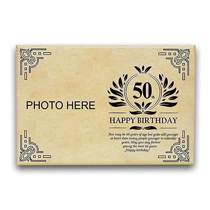 Personalized Wooden Engraved 50th Birthday Frame for Gift (4X5 inches)