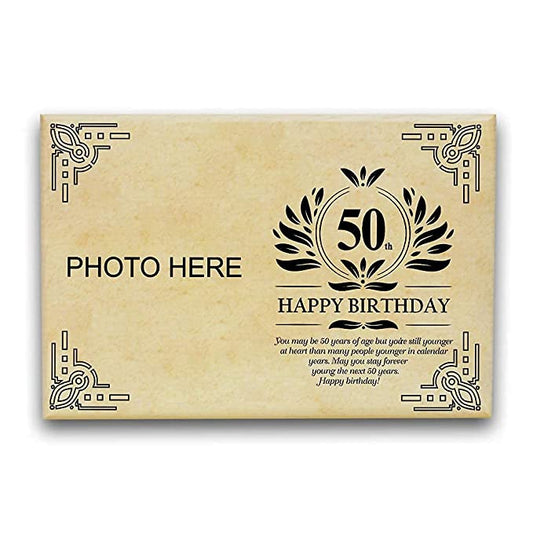 Personalized Wooden Engraved 50th Birthday Frame for Gift (4X5 inches)