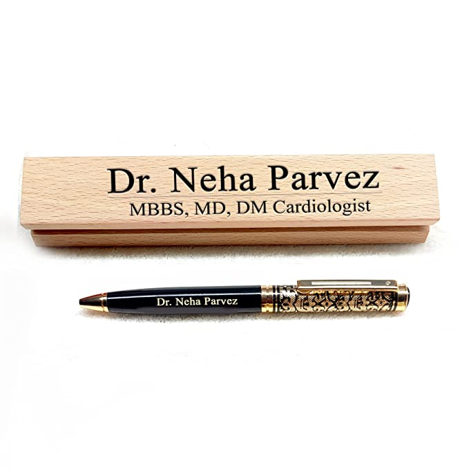 Sensygifts Metal Ball Pen with Wooden Pen Stand And Keychain Customized  Name Engraved Corporate Gifting Set Laser Printed Personalized Hamper  For