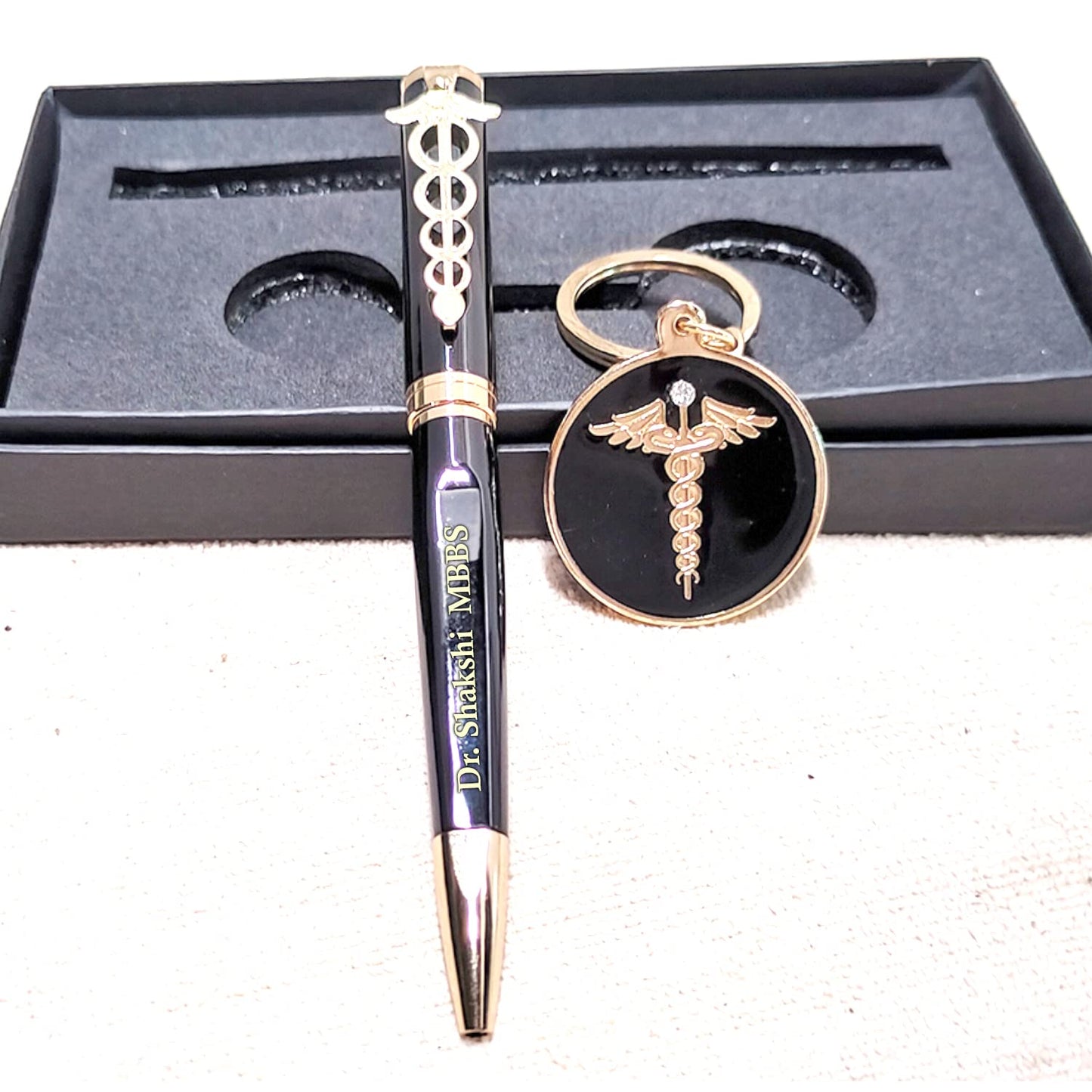 Sensygifts Advocate / Ca / Doctor Personalized Matt Black Ball Pen&Keychain With Your Name Engraved For All