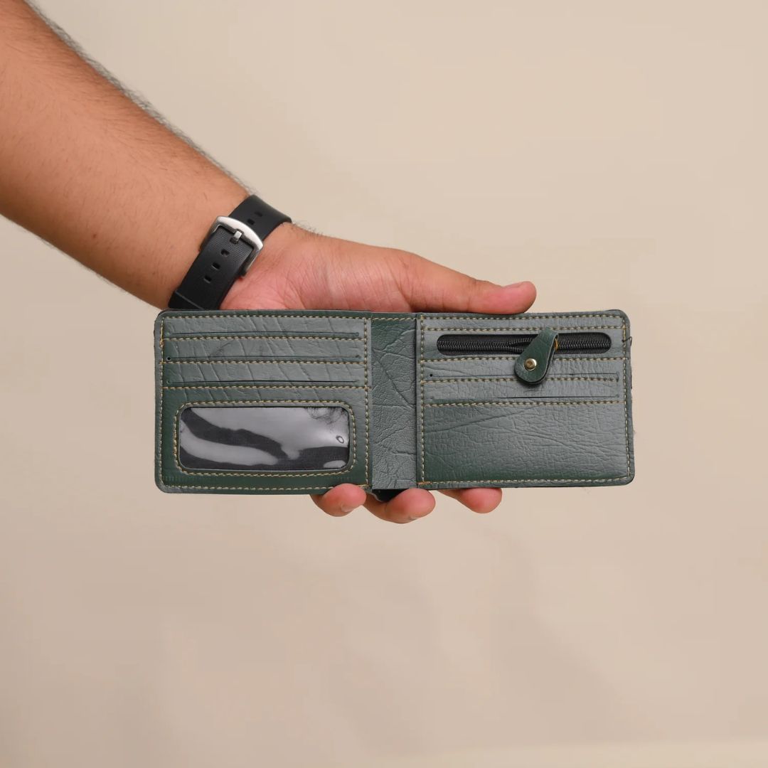 Personalized Wallet | Custom Engraved Leather Wallet for Men & Dad | Birthday, Anniversary & Valentine Gift | Green