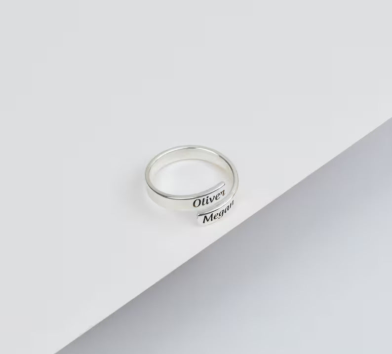 Customized Wrap Name Rings