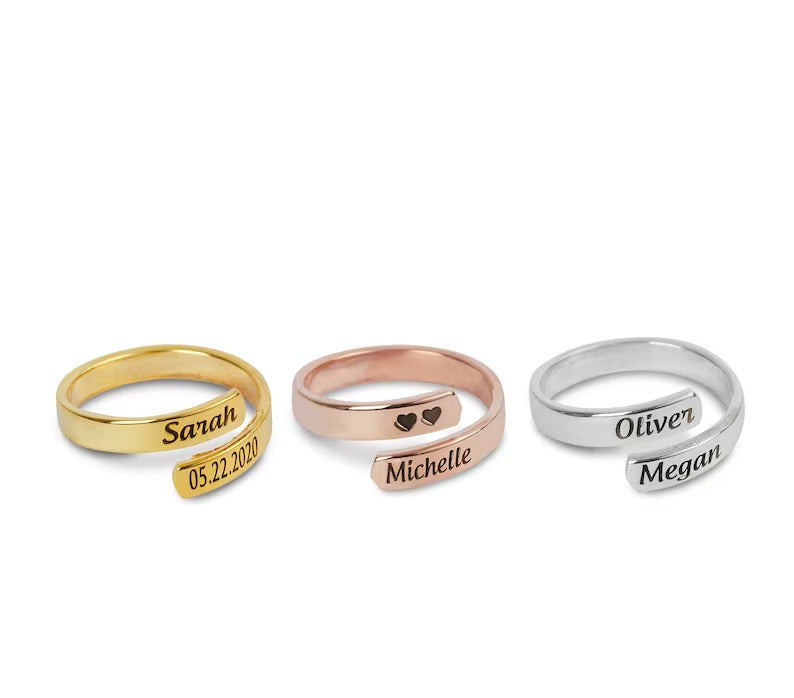 Customized Wrap Name Rings