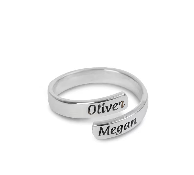 Customized Wrap Name Rings