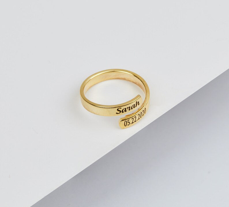 Customized Wrap Name Rings