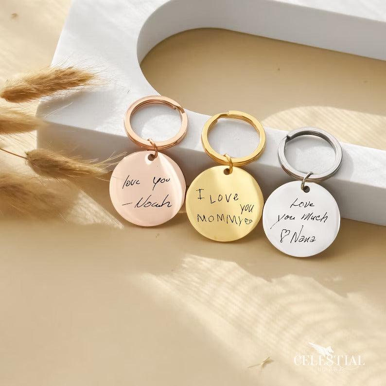 Custom Actual Handwriting Memorial Keychain