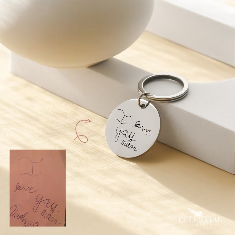 Custom Actual Handwriting Memorial Keychain