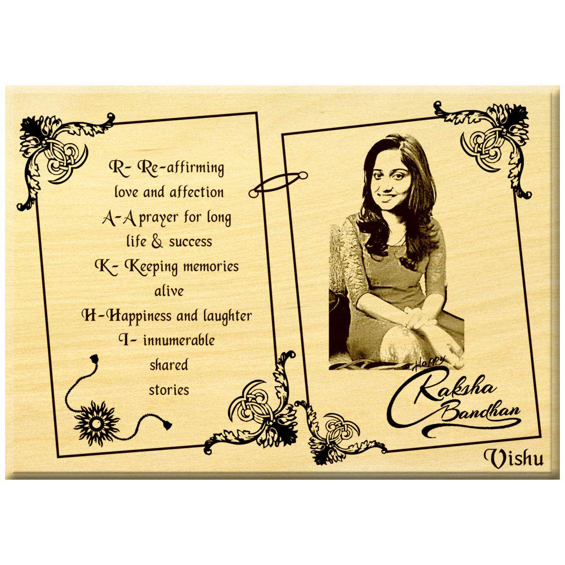 Personalized Wooden Photo Frame for Rakhshabandhan Gift..