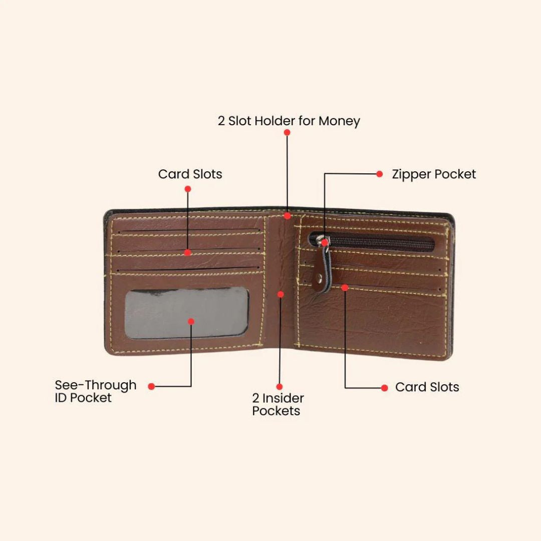 Personalized Wallet | Custom Engraved Leather Wallet for Men & Dad | Birthday, Anniversary & Valentine Gift | Brown