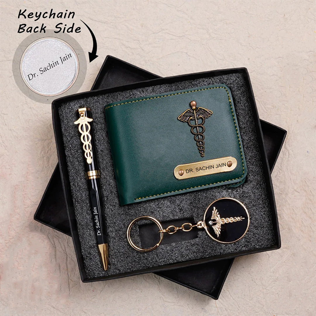 Personalized Wallet Pen & Key Chain Set For Doctors