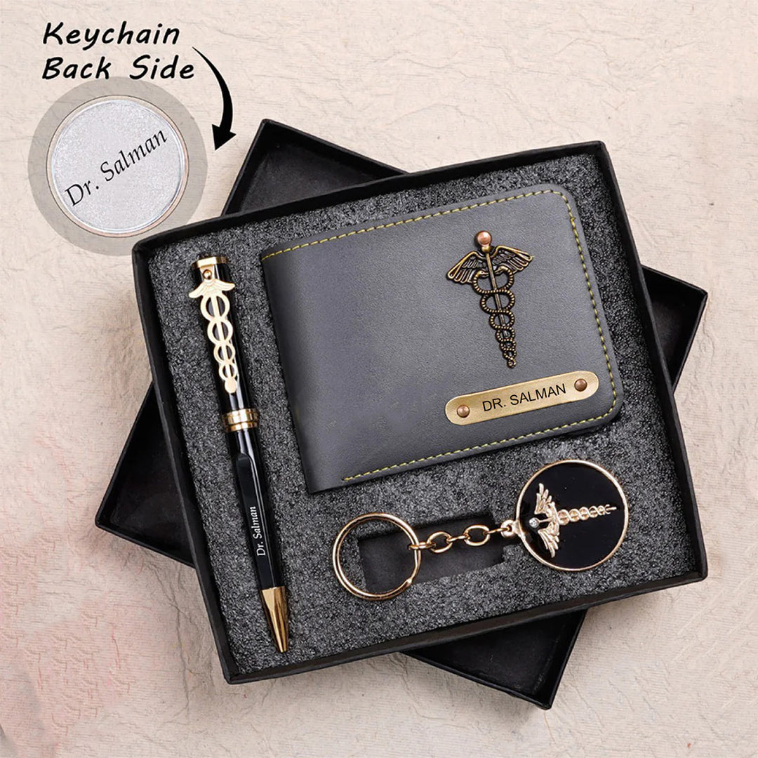 Personalized Wallet Pen & Key Chain Set For Doctors