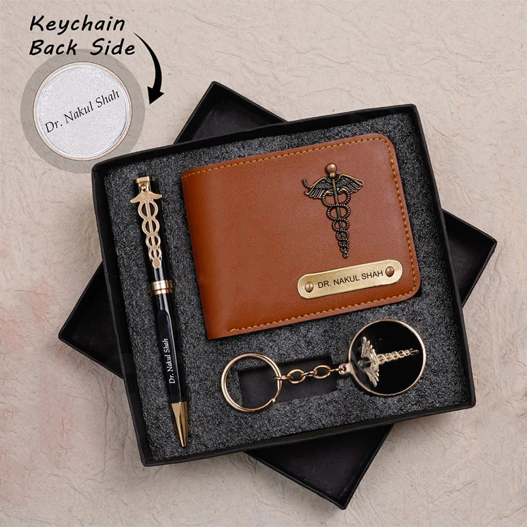 Personalized Wallet Pen & Key Chain Set For Doctors