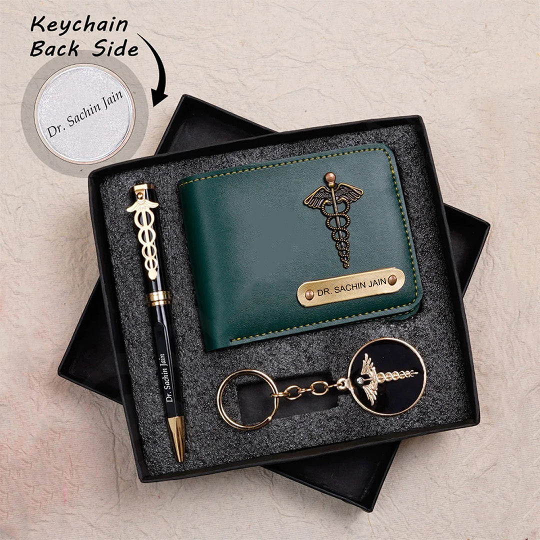 Personalized Wallet Pen & Key Chain Set For Doctors