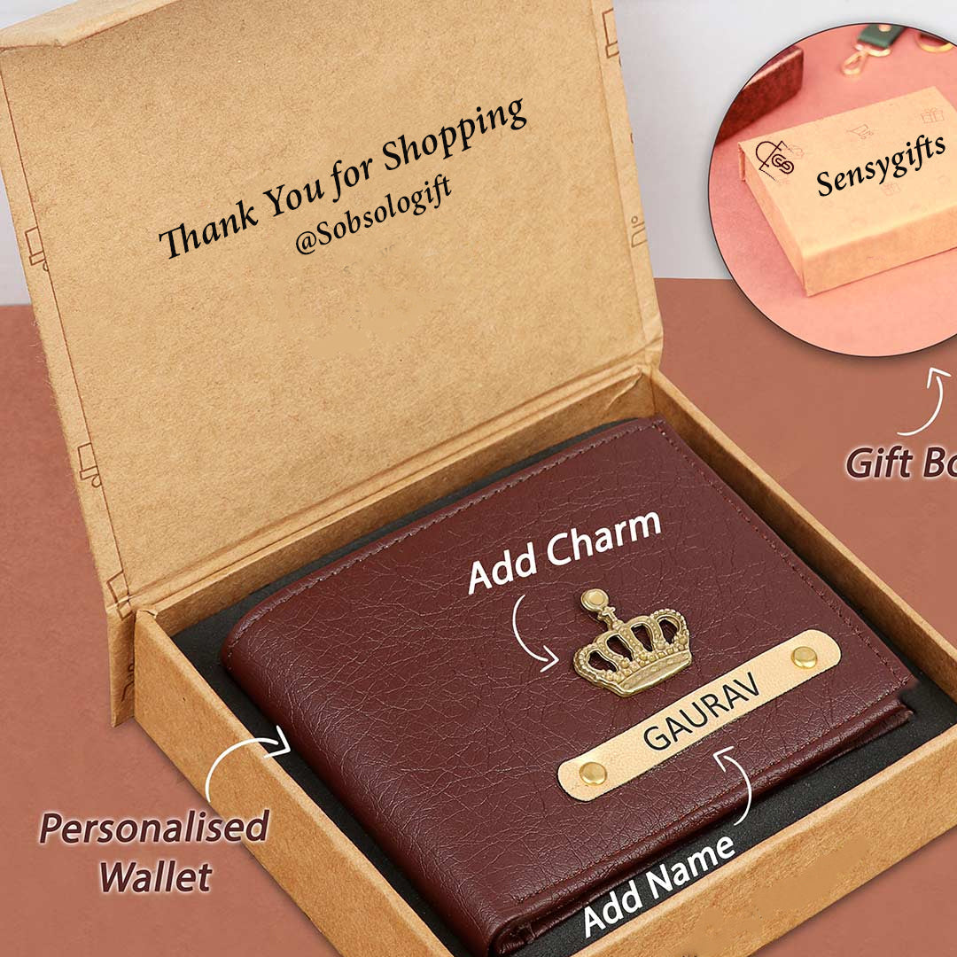 Premium Quality Men's Wallet With Name & Charm Customized