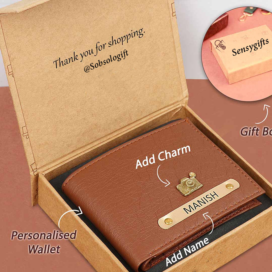 Premium Quality Men's Wallet With Name & Charm Customized