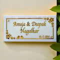 Premium Customizable Acrylic Nameplate – Elegant Gold-on-White Decorative House Sign