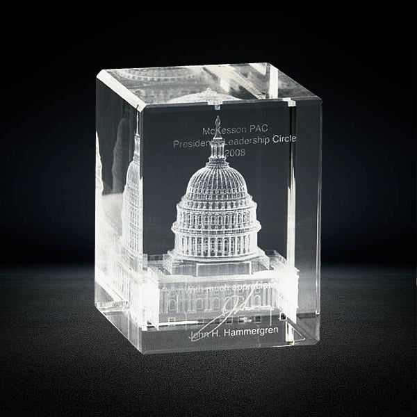 Premium 3D Laser Engraved Crystal Cube – Custom Corporate Trophy & Excellence Award with Subsurface Precision