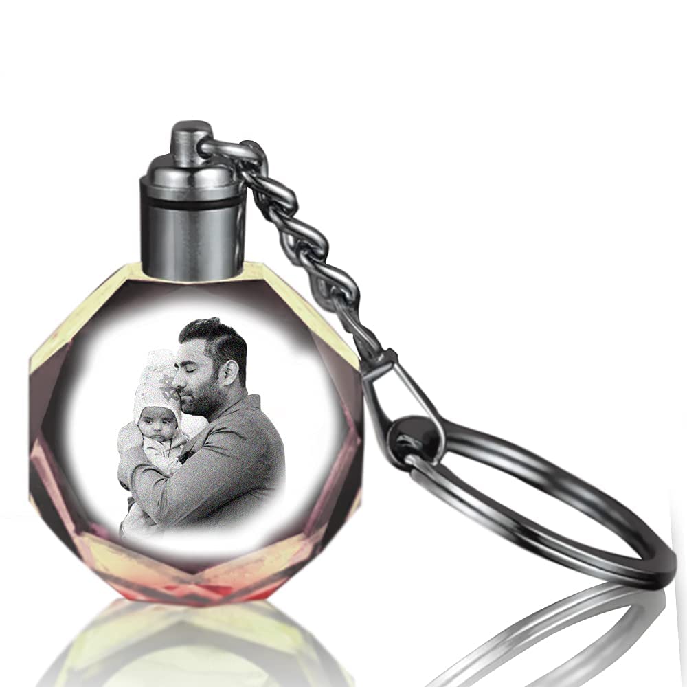 Shreya Creation Personalised LED Crystal Hexagon Keychain for valentine gift- Pack Of 1
