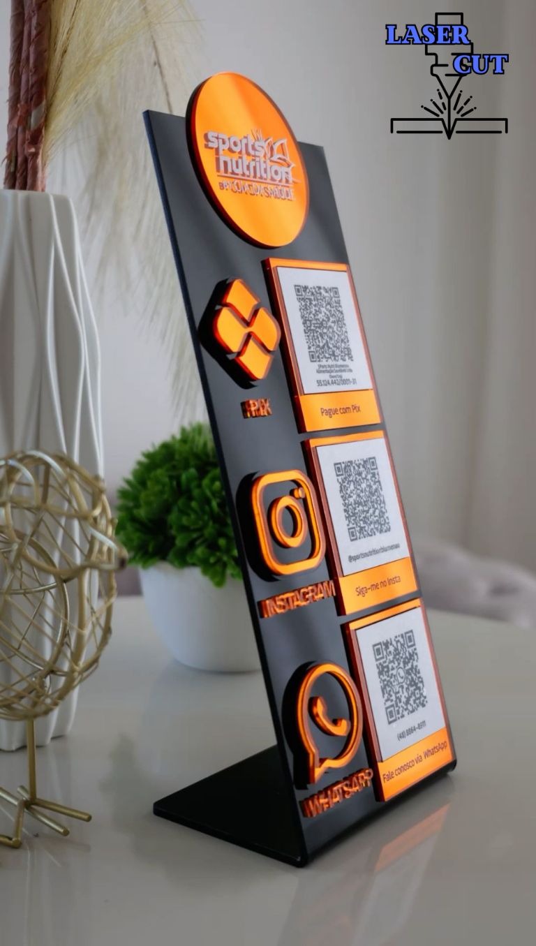 Premium 3D Acrylic QR Code Display Stand | Personalized Payment & Social Media Sign for Business