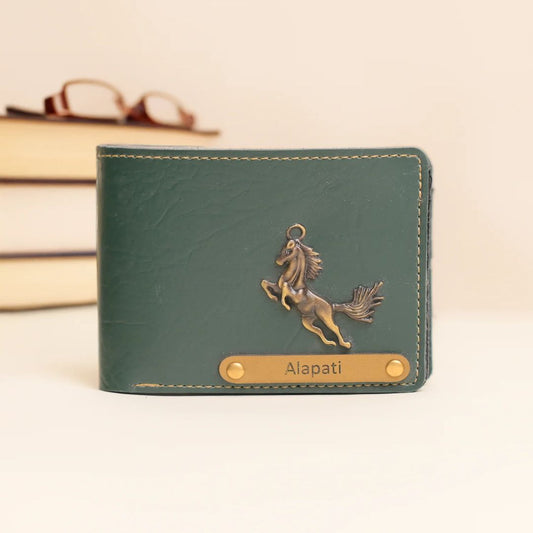 Personalized Wallet | Custom Engraved Leather Wallet for Men & Dad | Birthday, Anniversary & Valentine Gift | Green