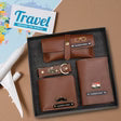 Personalized 4-in-1 Men's Travel Gift Set – Custom Name Passport Cover, Wallet, Eyewear Case & Keychain
