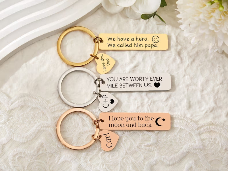 Personalized Custom Engraved  Couple Keychain