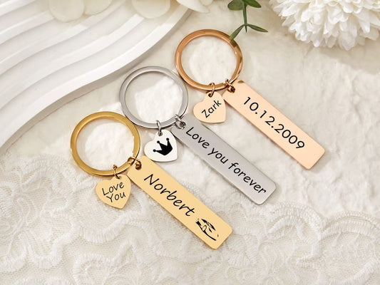 Personalized Custom Engraved  Couple Keychain