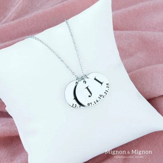 Personalized Initial and Birthday Engraved Necklace