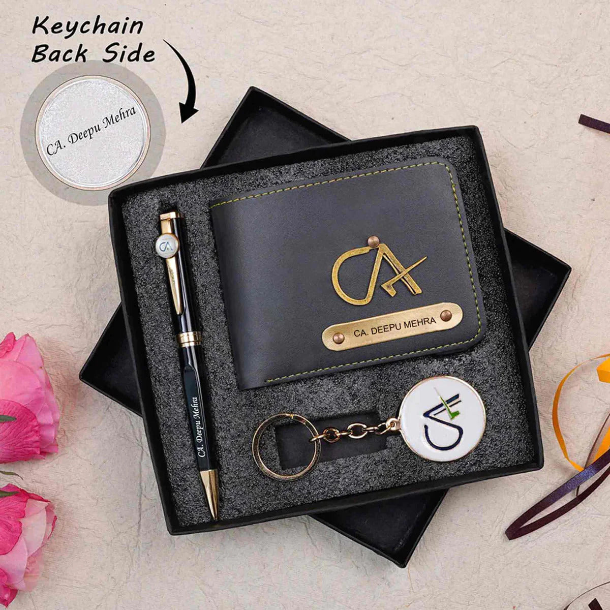 Personalized Wallet Pen & Key Chain Set For CA