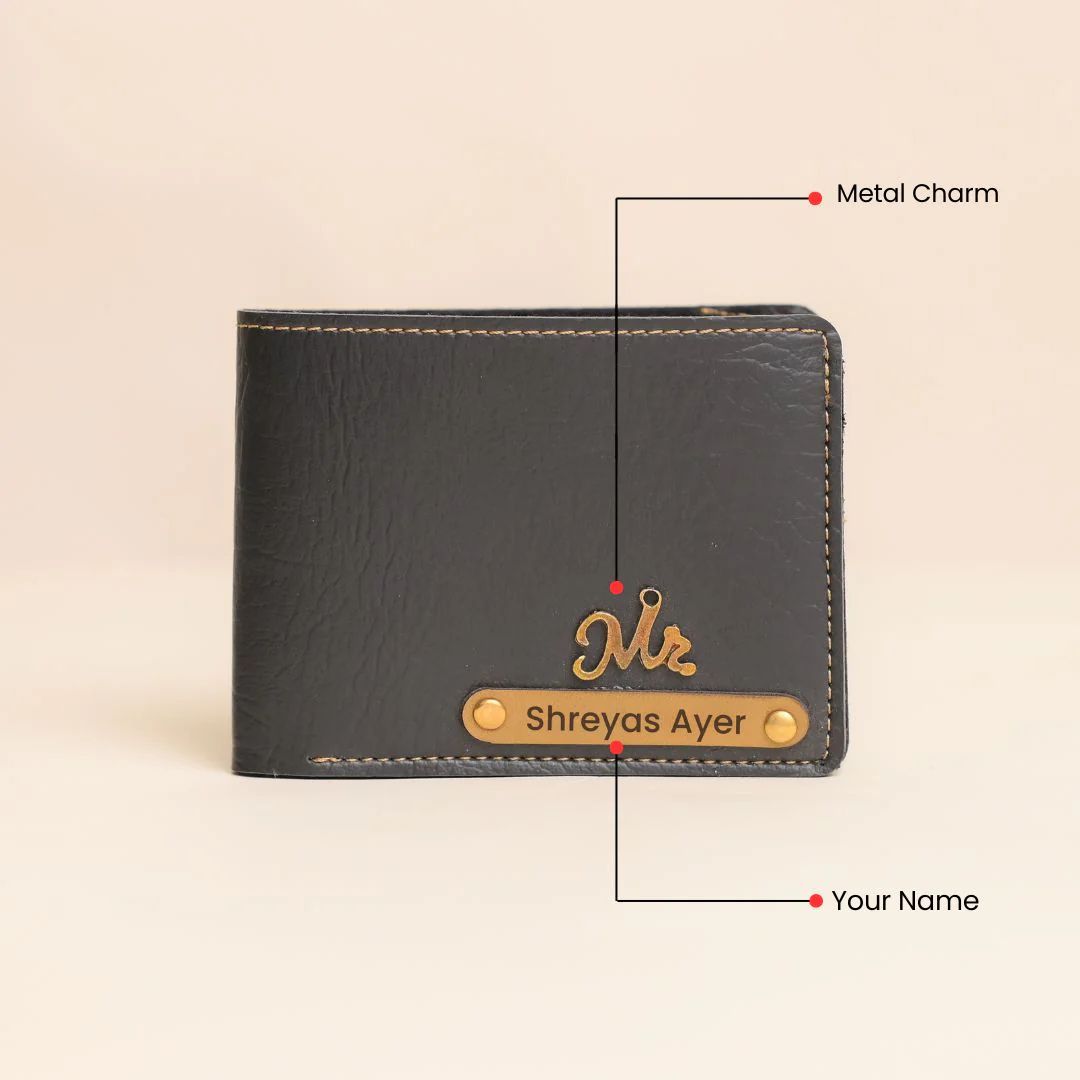 Personalized Wallet | Custom Engraved Leather Wallet for Men & Dad | Birthday, Anniversary & Valentine Gift | Black