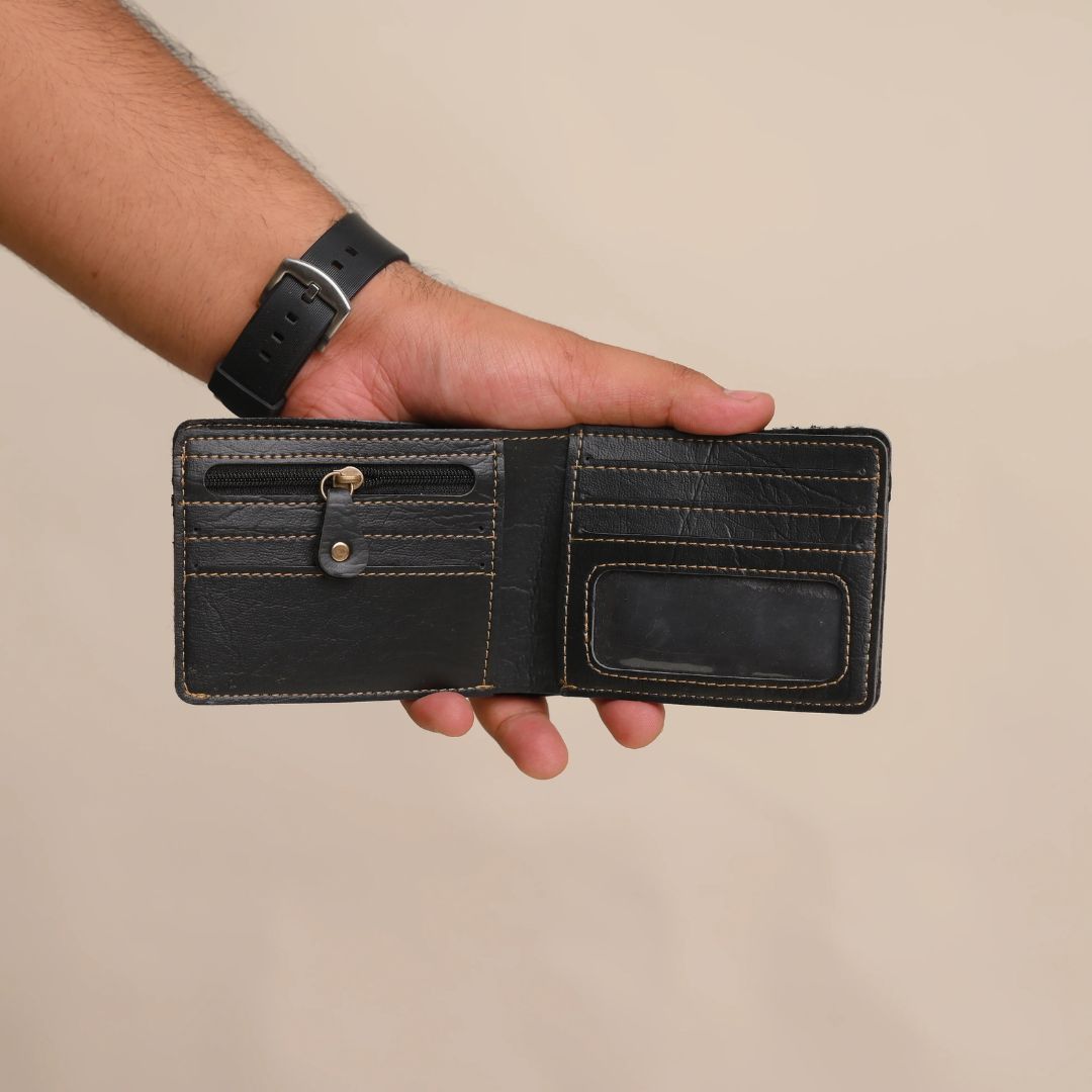 Personalized Wallet | Custom Engraved Leather Wallet for Men & Dad | Birthday, Anniversary & Valentine Gift | Black