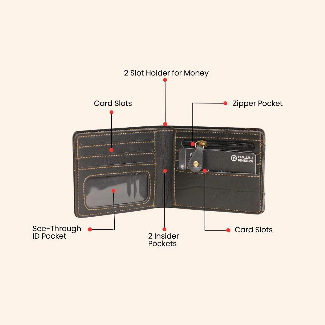 Personalized Wallet | Custom Engraved Leather Wallet for Men & Dad | Birthday, Anniversary & Valentine Gift | Black