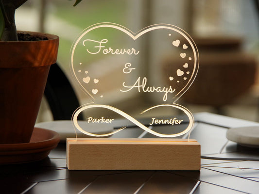 Custom Infinity Heart LED Night Light | Personalized Couples' Keepsake Gift