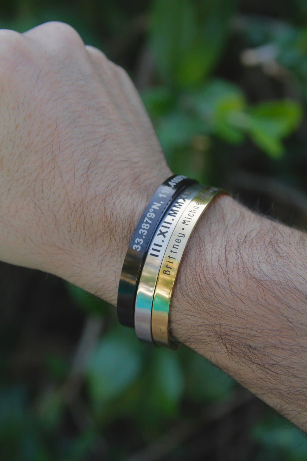 Elegant Custom Text Engraved Steel Bracelet – Unisex Personalised Cuff