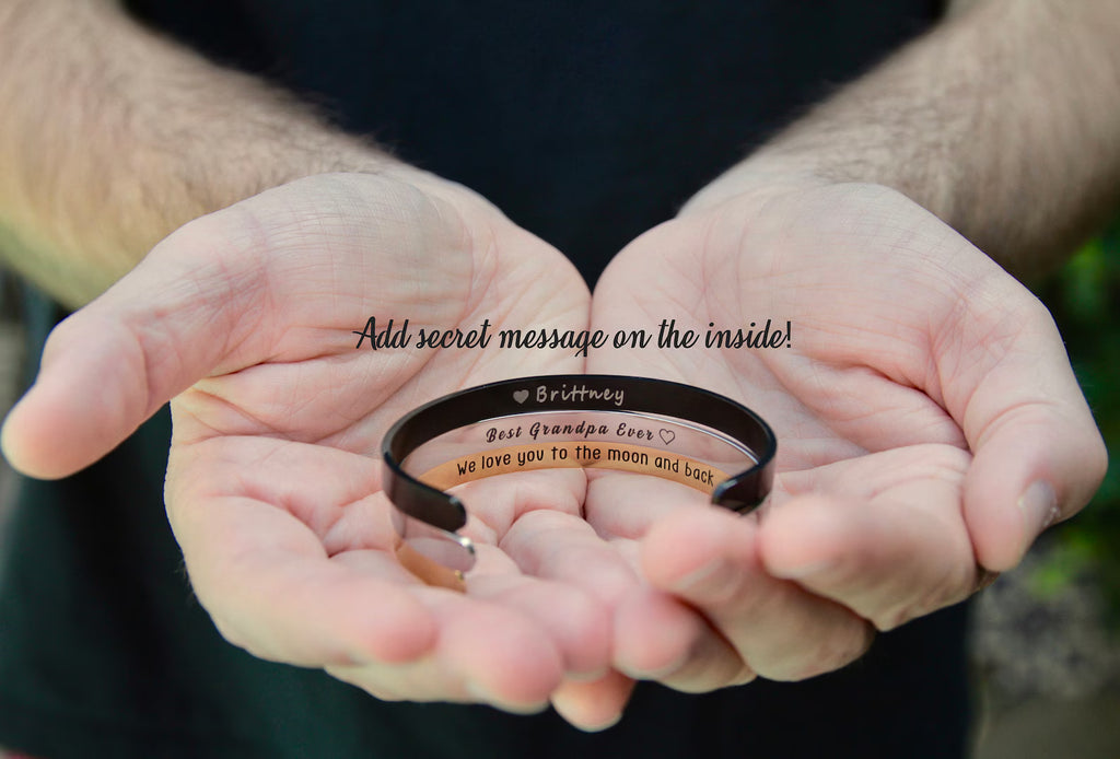 Elegant Custom Text Engraved Steel Bracelet – Unisex Personalised Cuff