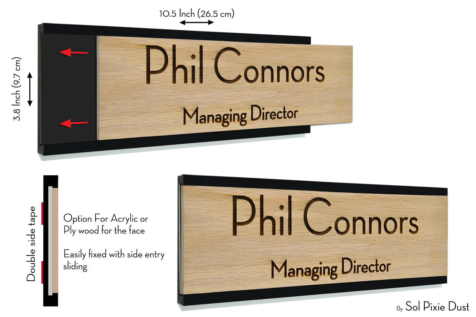 Professional Office Door Nameplate – Customizable Aluminum Frame Wall Plaque