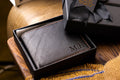 Handcrafted Pebbled Leather Men's Wallet – Custom Engraved Bifold with Contrast Stitching in Premium Gift Box