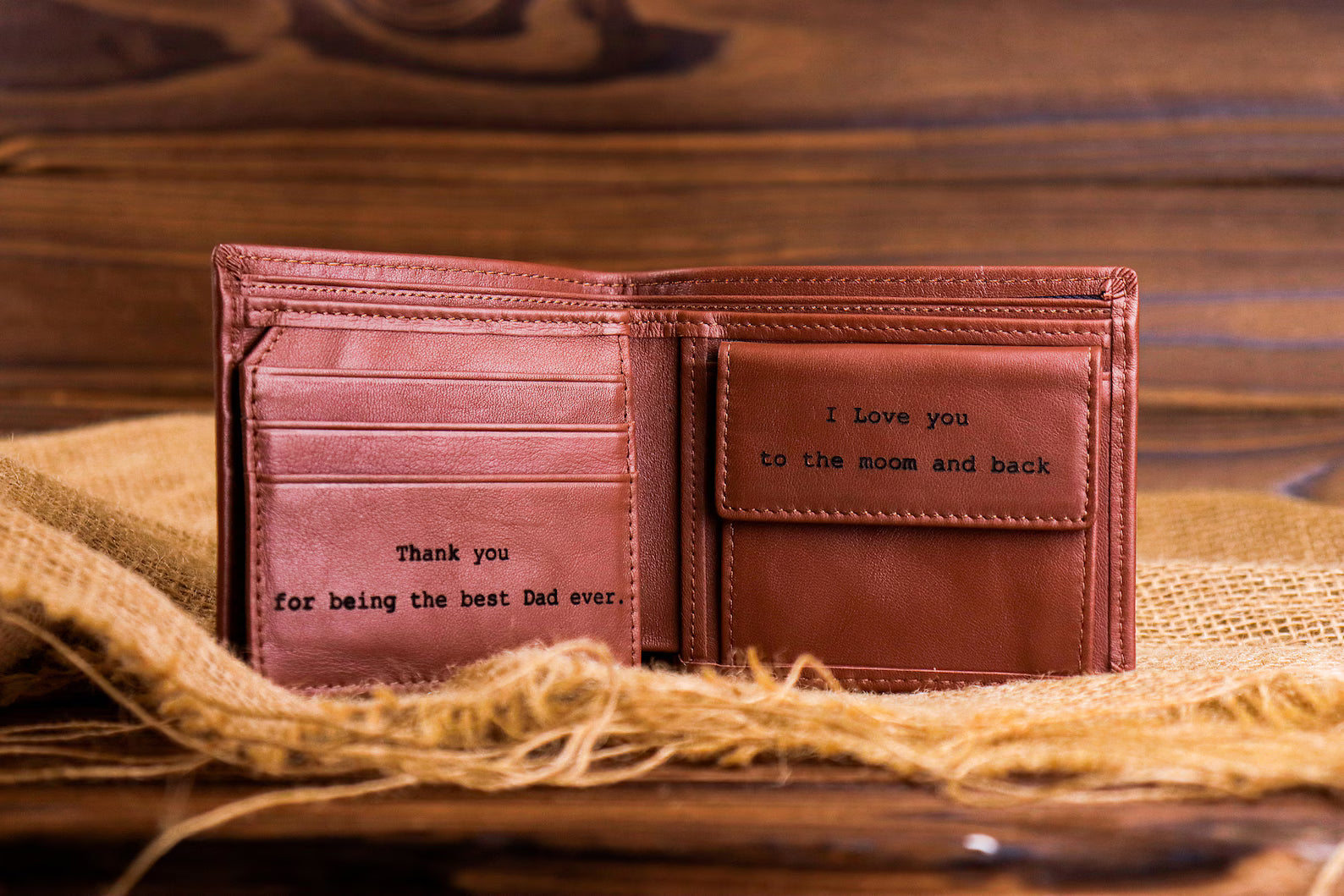 Handcrafted Pebbled Leather Men's Wallet – Custom Engraved Bifold with Contrast Stitching in Premium Gift Box