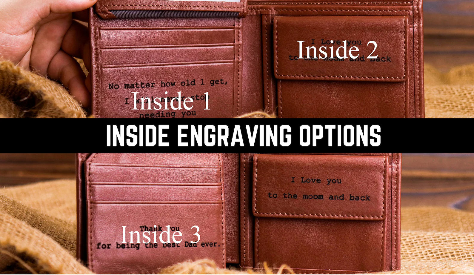 Handcrafted Pebbled Leather Men's Wallet – Custom Engraved Bifold with Contrast Stitching in Premium Gift Box