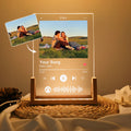Custom Personalized Music Plaque with LED Wooden Base – Acrylic Song Poster with Your Photo & Scannable Audio Wave