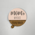 Customizable Flip-Style Door Sign – "Mom’s Office" / Personalized Two-Tone Wood Plaque