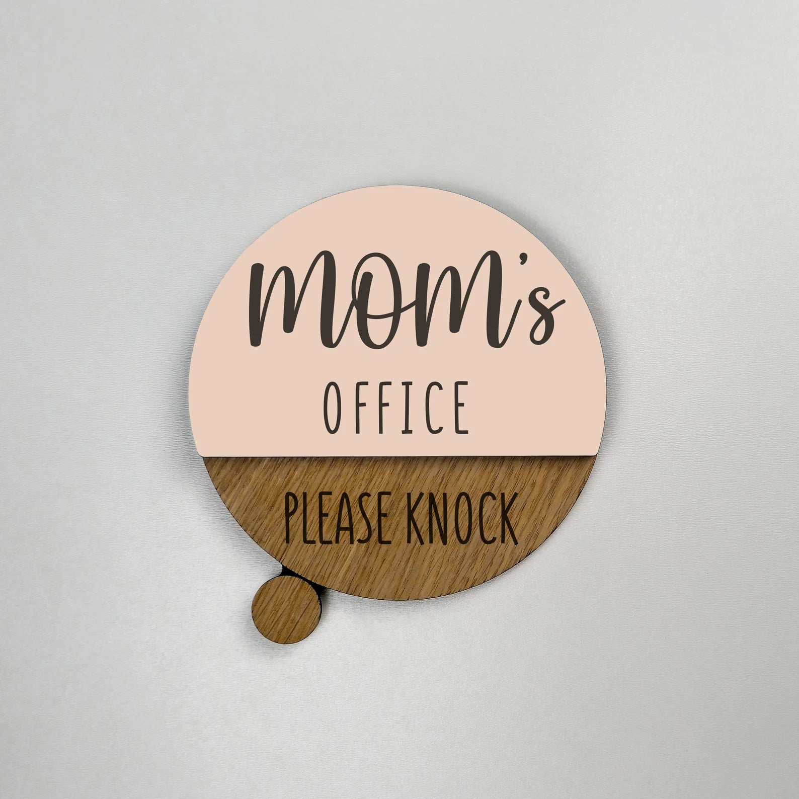 Customizable Flip-Style Door Sign – "Mom’s Office" / Personalized Two-Tone Wood Plaque