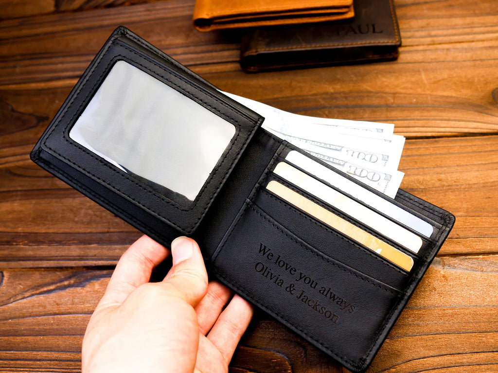 Premium Personalized Men's Leather Wallet – Genuine Handcrafted Bifold with Custom Engraved Initials