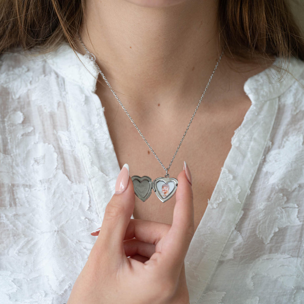 The Golden Glow: Personalized Heart Locket Necklace