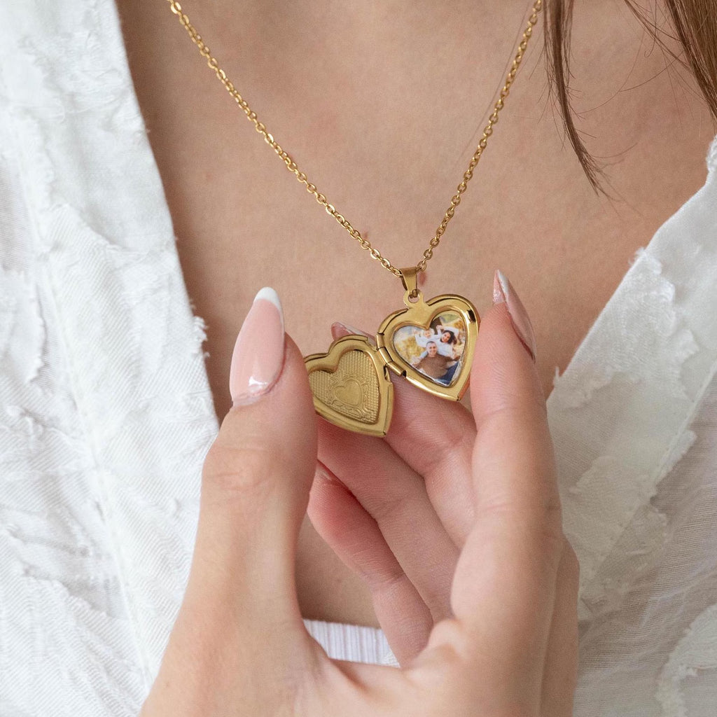 The Golden Glow: Personalized Heart Locket Necklace