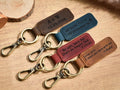 The Heritage Clip:Personalized Full-Grain Leather Lobster Clasp Keychain