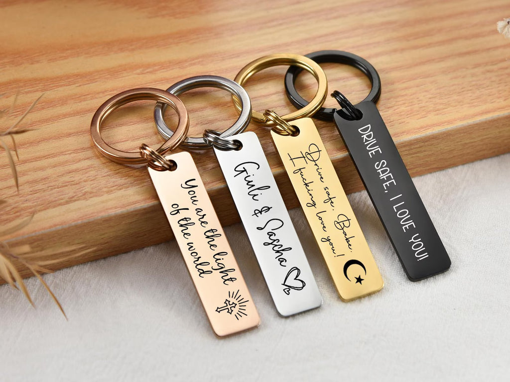 Stainless Steel Motivational Quote Keychain – Customized Message Keychain