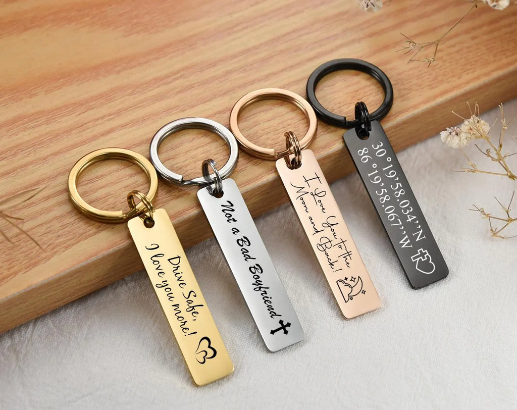 Stainless Steel Motivational Quote Keychain – Customized Message Keychain