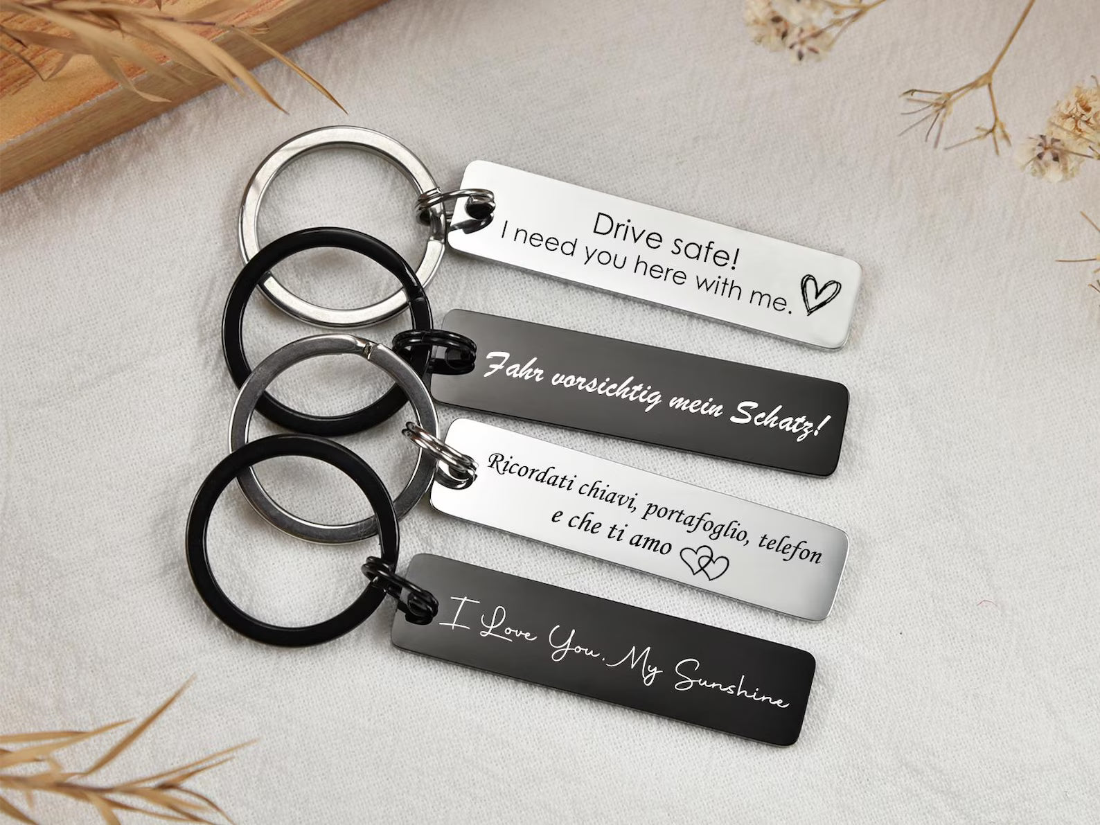 Stainless Steel Motivational Quote Keychain – Customized Message Keychain