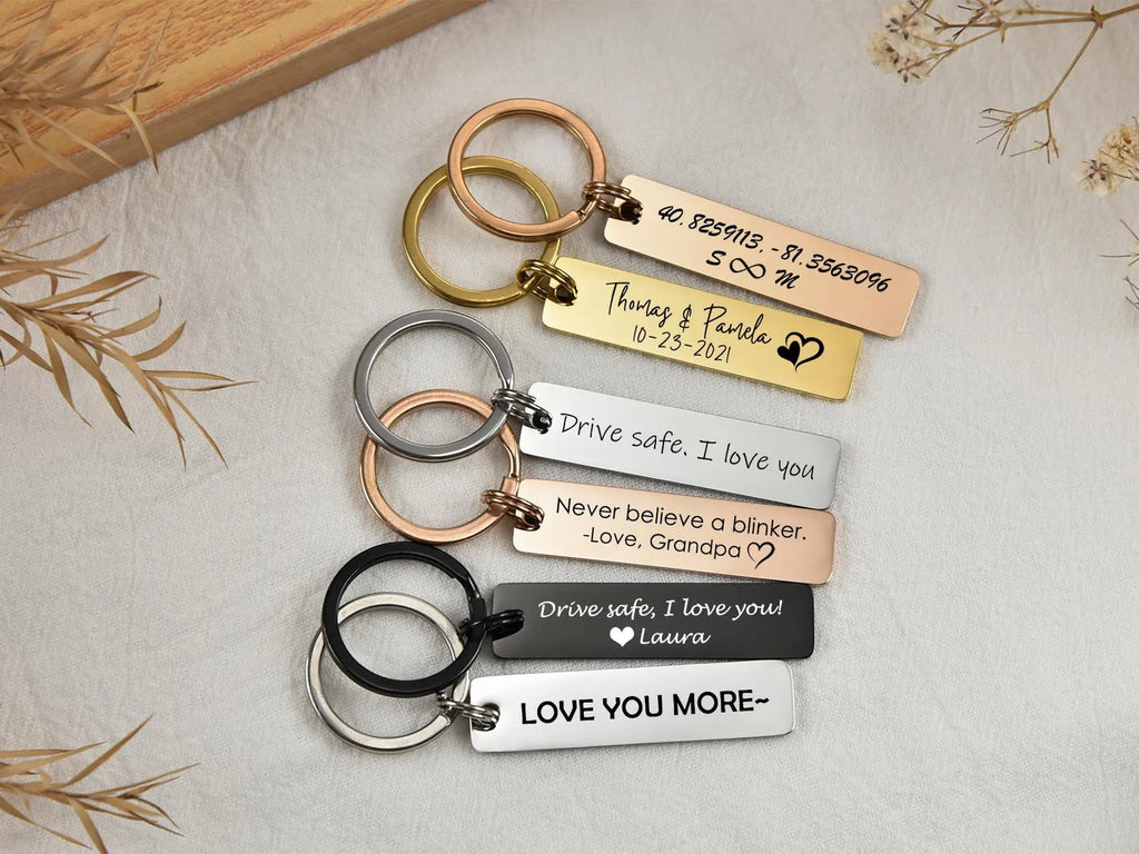 Stainless Steel Motivational Quote Keychain – Customized Message Keychain